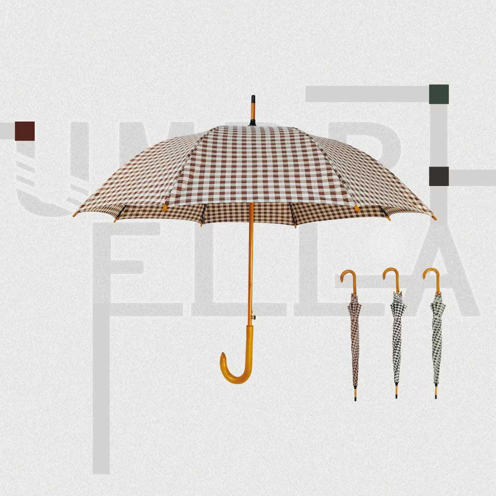 簡約格子長柄傘